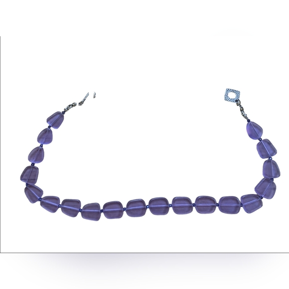 Handmade Purple Seaglass Necklace 22.5" Long - Picture 3 of 4